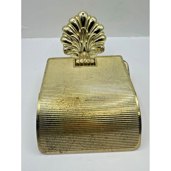 Vintage Brass Flap Lid Toilet Paper Holder Roll Dispenser Roller Bathroom - Picture 1 of 5